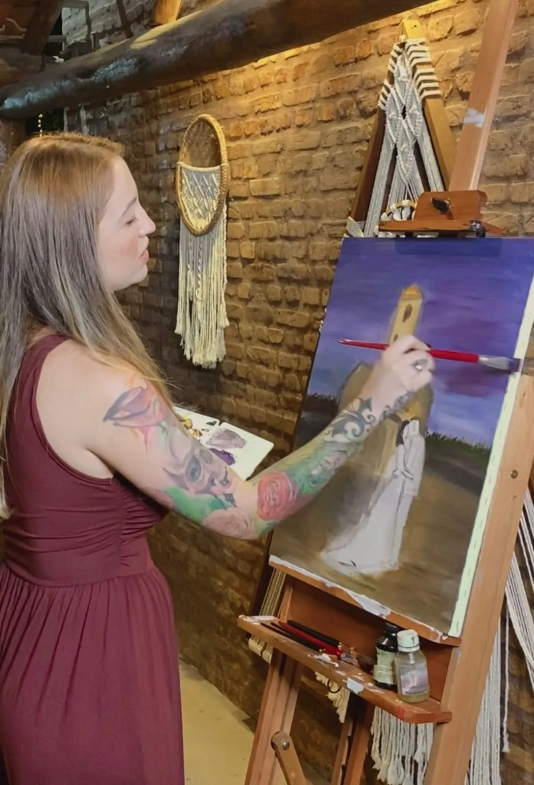 Pintura ao vivo durante casamento — momento 2